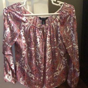 White House Black Market Paisley Scoop Neck Top